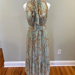 Ralph Lauren Green and Tan Maxi Dress